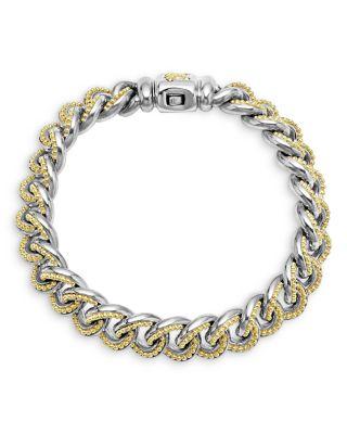 Men's 18K Yellow Gold & Sterling Silver Anthem Beaded Curb Link Bracelet - Exclusive by LAGOS