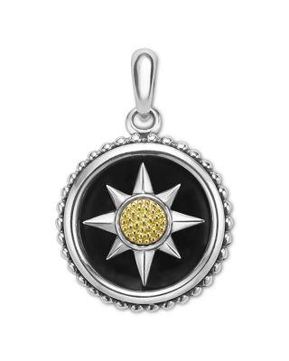 Men's 18K Yellow Gold & Sterling Silver Anthem Black Agate Starburst Amulet Pendant - Exclusive by LAGOS