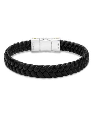 Men's 18K Yellow Gold & Sterling Silver Anthem Braided Faux Leather Bracelet by LAGOS
