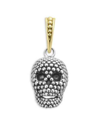 Men's 18K Yellow Gold & Sterling Silver Anthem Caviar Bead Skull Pendant - Exclusive by LAGOS