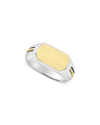 Men's 18K Yellow Gold & Sterling Silver Anthem Octagon Ring by LAGOS