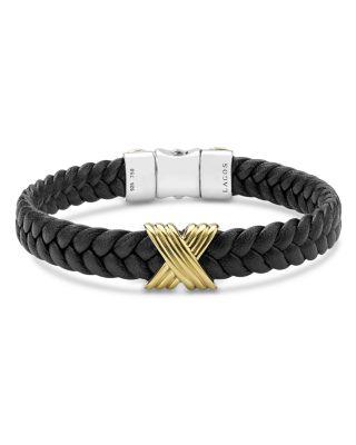 Men's 18K Yellow Gold & Sterling Silver Anthem X Braided Faux Leather Bracelet by LAGOS