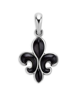 Men's Sterling Silver Anthem Black Agate Fleur-De-Lis Pendant - Exclusive by LAGOS