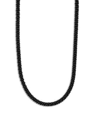 Men's Sterling Silver Anthem Black Ceramic Caviar Bead Necklace by LAGOS