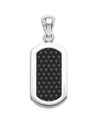 Men's Sterling Silver Anthem Black Ceramic Tag Amulet Pendant by LAGOS