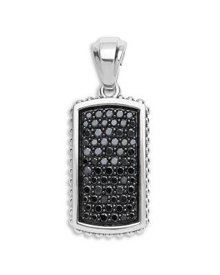 Men's Sterling Silver Anthem Black Diamond Tag Amulet Pendant by LAGOS