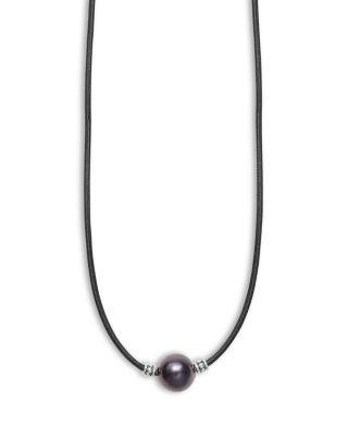 Men's Sterling Silver Anthem Black Tahitian Pearl Pendant Necklace by LAGOS