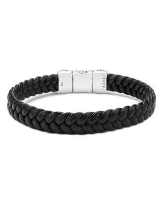 Men's Sterling Silver Anthem Braided Faux Leather Bracelet by LAGOS