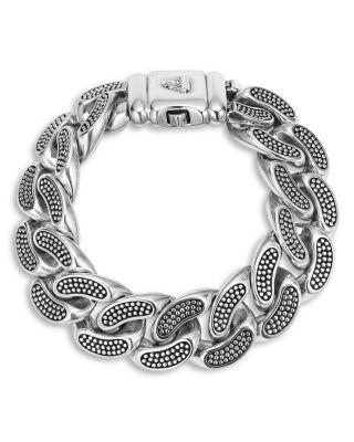 Men's Sterling Silver Anthem Caviar Bead Wide Curb Link Bracelet by LAGOS