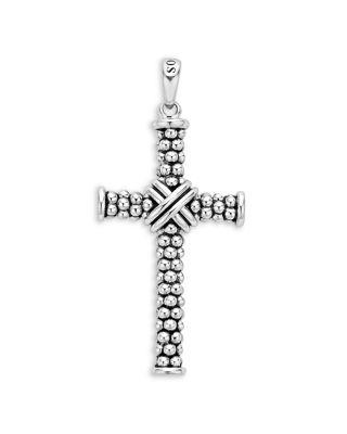 Men's Sterling Silver Anthem Caviar Bead X Cross Pendant - Exclusive by LAGOS