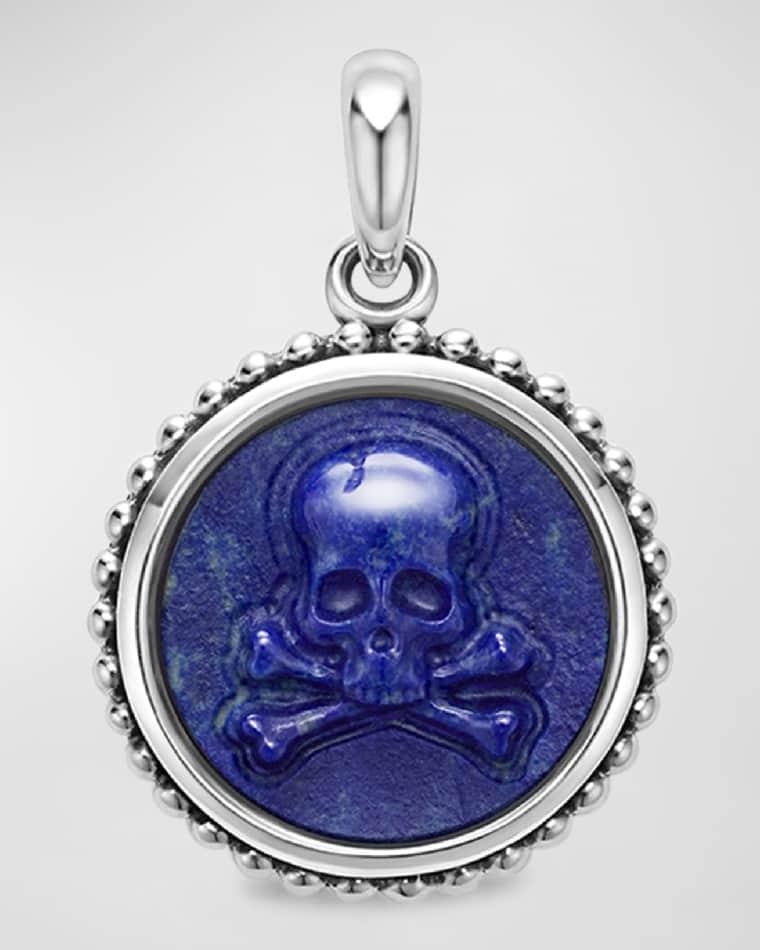 Men's Sterling Silver Anthem Circle Skull Pendant, 20mm by LAGOS