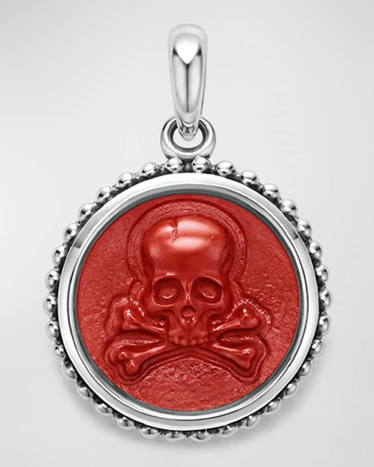 Men's Sterling Silver Anthem Circle Skull Pendant, 20mm by LAGOS
