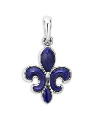 Men's Sterling Silver Anthem Lapis Lazuli Fleur de Lis Pendant - Exclusive by LAGOS