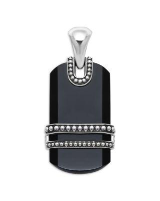 Men's Sterling Silver Anthem Onyx Dog Tag Amulet Pendant - Exclusive by LAGOS
