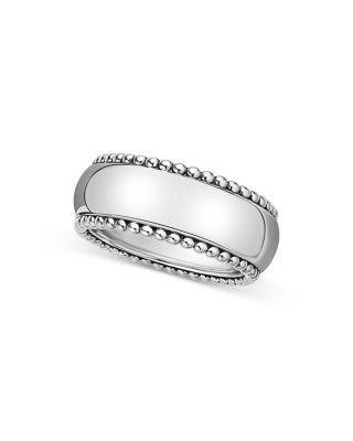 Men's Sterling Silver Anthem Polished Caviar Bead Band - Exclusive by LAGOS