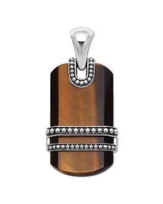 Men's Sterling Silver Anthem Tiger Eye Dog Tag Amulet Pendant - Exclusive by LAGOS
