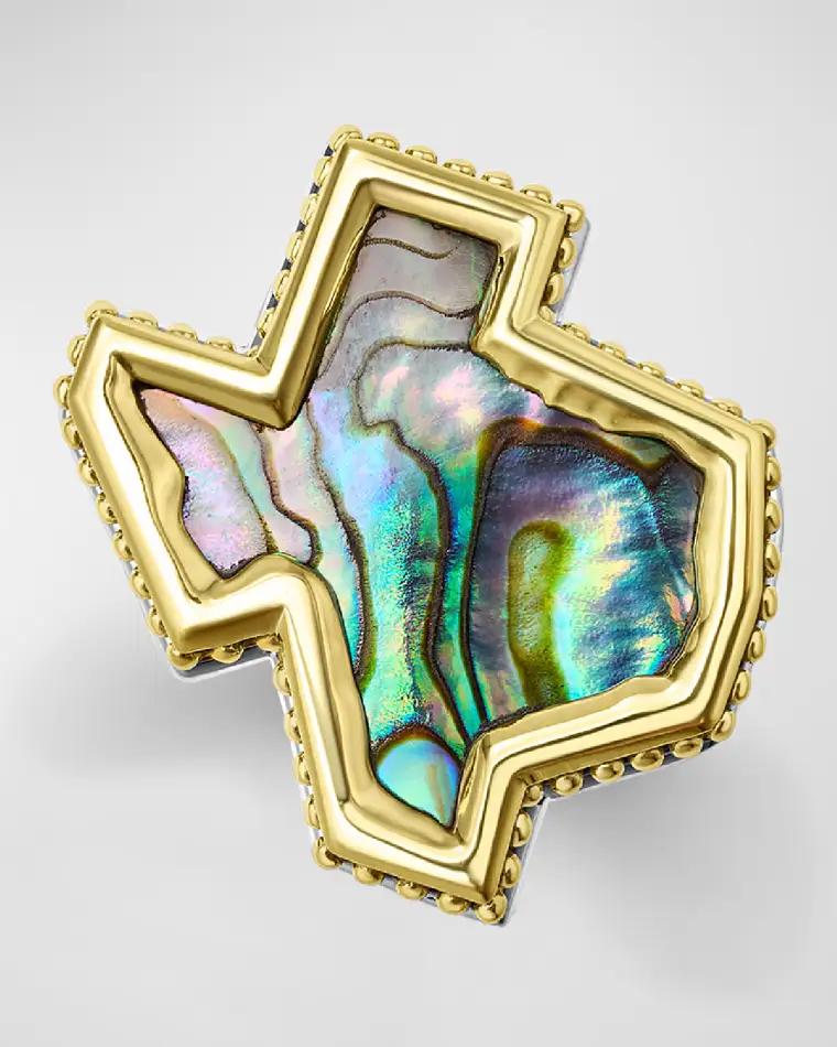 Men's Sterling Silver and 18K Anthem Texas Abalone Ring, 21x23mm by LAGOS