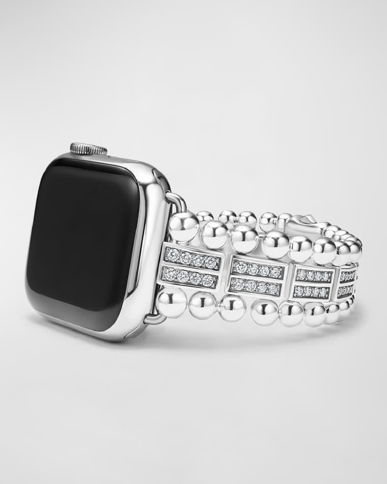 Smart Caviar Sterling Silver Spark Diamond 2 Row 38mm Apple Watch Band by LAGOS