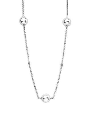 Sterling Silver Caviar Bubbly Bead Long Station Necklace by LAGOS