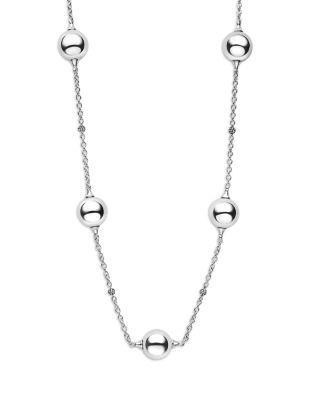 Sterling Silver Caviar Bubbly Bead Station Necklace by LAGOS