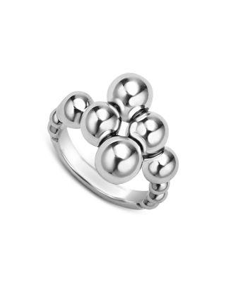 Sterling Silver Caviar Bubbly Beaded Bypass Ring by LAGOS