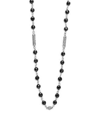 Sterling Silver Caviar Icon Ceramic Bead Link Statement Necklace by LAGOS