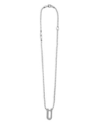 Sterling Silver Caviar Spark Diamond U Pendant Necklace by LAGOS