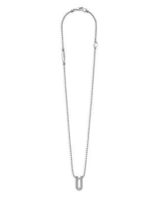 Sterling Silver Caviar Spark Diamond U Pendant Necklace by LAGOS