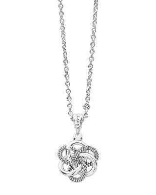 Sterling Silver Love Knot Caviar Bead Pendant Necklace by LAGOS