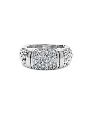 Sterling Silver Pav&eacute; Diamond Caviar Ring by LAGOS