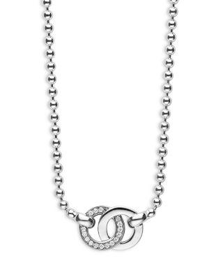 Sterling Silver Signature Caviar Diamond Interlocking Pendant Necklace by LAGOS