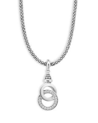 Sterling Silver Signature Caviar Interlocking Silver Pendant Necklace by LAGOS