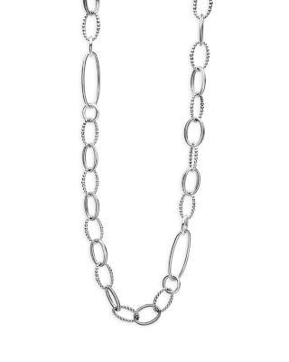 Sterling Silver Signature Caviar Oval Link Chain Necklace by LAGOS