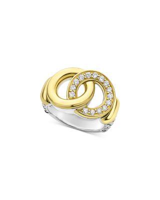 Two Tone Interlocking Diamond Statement Ring by LAGOS