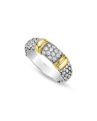 Two Tone Signature Caviar Diamond Ring by LAGOS