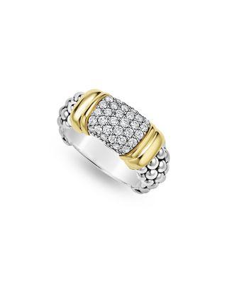 Two Tone Signature Caviar Diamond Ring by LAGOS