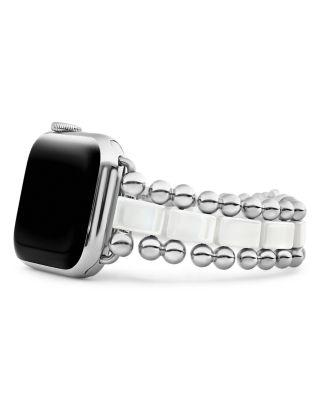 White Ceramic Smart Caviar Apple™ Watch Band by LAGOS