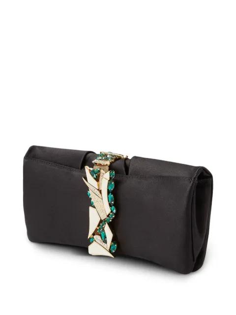 Oasis stone-encrusted satin clutch bag by L'ALINGI