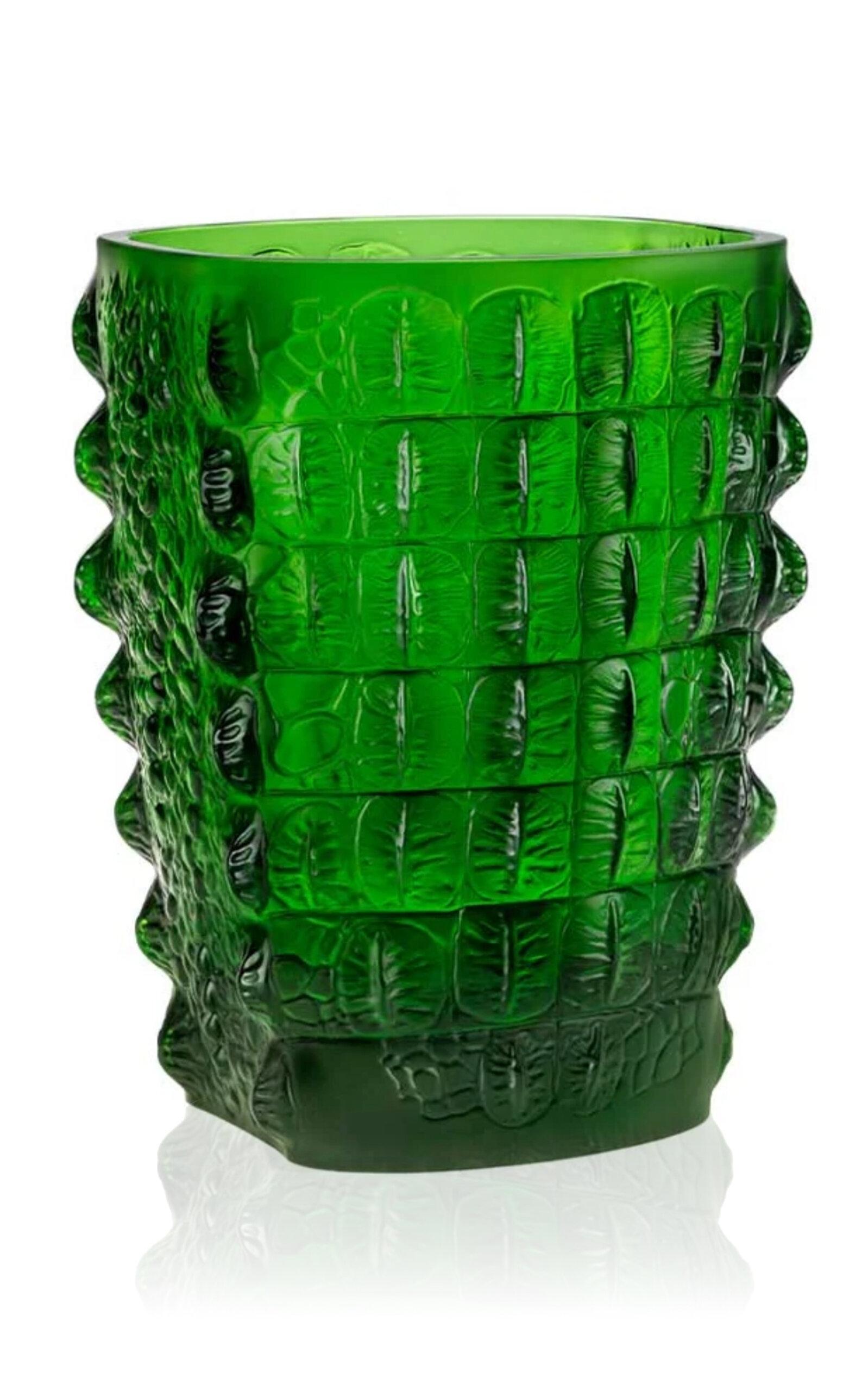 Lalique - Croco Crystal Vase - Green - Moda Operandi by LALIQUE