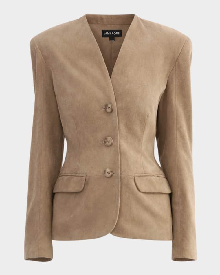 Abitha Hourglass Suede Jacket by LAMARQUE