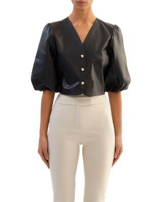 Franka Leather Balloon Sleeve Blouse by LAMARQUE