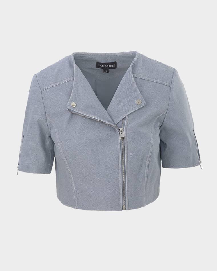 Kirsi Short-Sleeve Leather Jacket by LAMARQUE