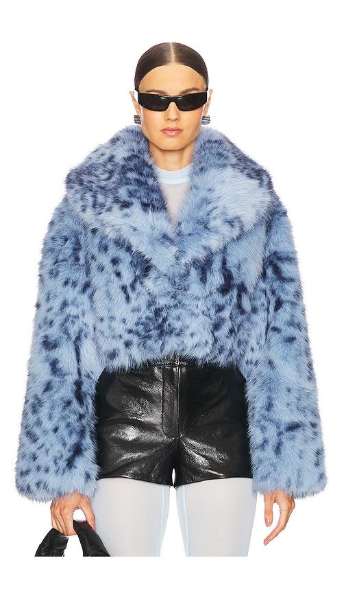 LAMARQUE Danika Faux Fur Coat in Baby Blue by LAMARQUE