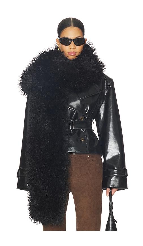 LAMARQUE Haris Faux Fur Scarf in Black by LAMARQUE