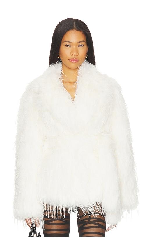 LAMARQUE Isla Faux Fur Coat in Ivory by LAMARQUE
