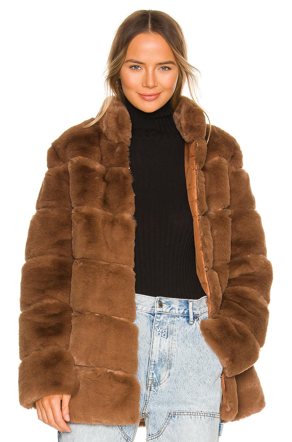 LAMARQUE Maren Faux Fur Jacket in Brown by LAMARQUE
