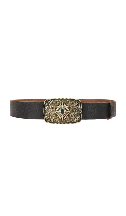 LAMARQUE Metal Buckle Leather Belt in Brown by LAMARQUE