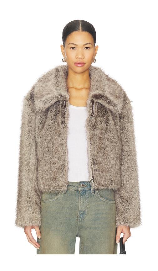 LAMARQUE Nova Faux Fur Jacket in Brown by LAMARQUE