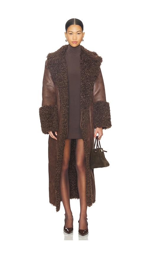 LAMARQUE Polly Faux Fur Trench Coat in Brown by LAMARQUE