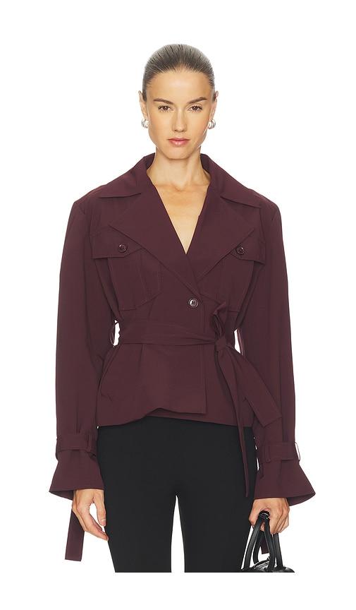 LAMARQUE Quinn Cropped Trench Coat in Burgundy by LAMARQUE